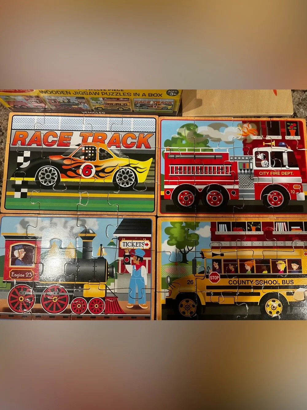 Mellisa & Doug Kids Wooden Puzzle - 3 sets of 4